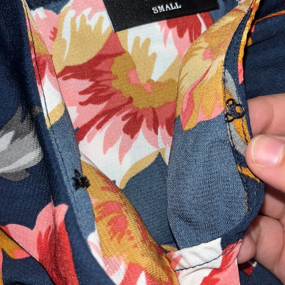 VICI capriccio satin floral ruffle navy wrap maxi dress size small - Picture 8 of 15